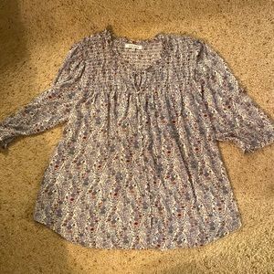 Rose + Olive 3/4 length sleeve blouse. 2X